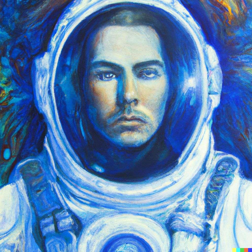 an astronaut, painting by Amanda Sage